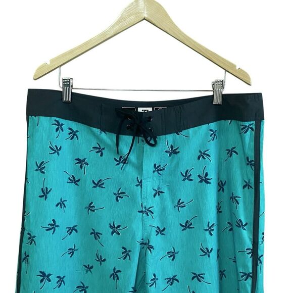 Billabong Mens 36 Palm Tree Swim Board Shorts Quick Dry 4-Way Stretch Green - Picture 2 of 7